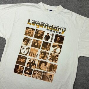 VTG Michael Jackson Shirt Mens Medium White Legendary King of Pop 2009 Tee